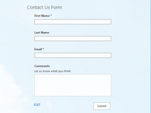 The app enables a Contact Us form to be added to a public website