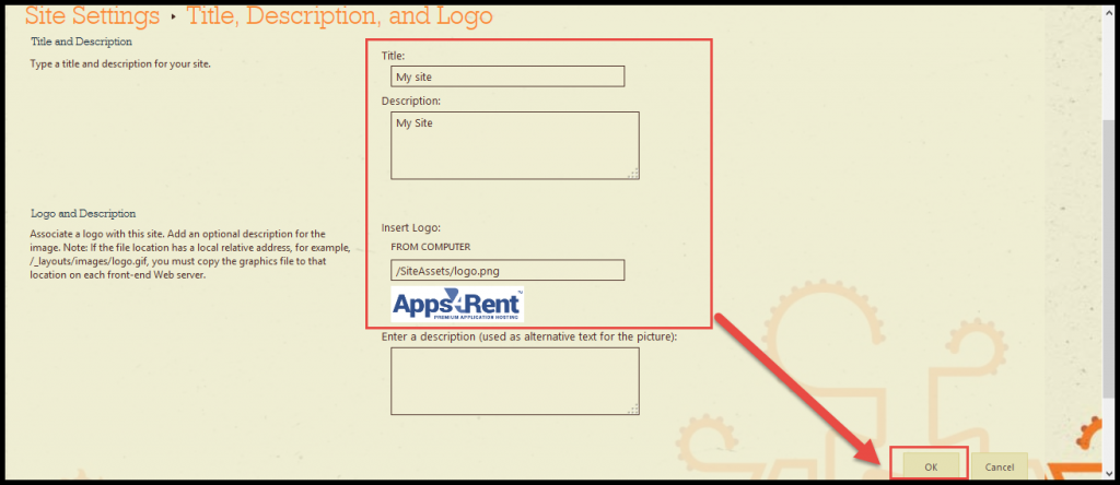 Change the look of your site -screen 7